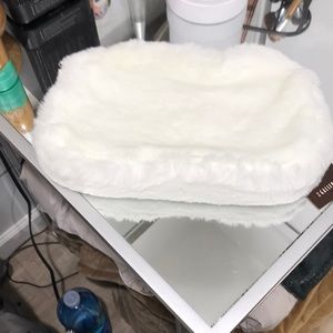 NWT z gallerie white fluffy faux fur clutch/bag